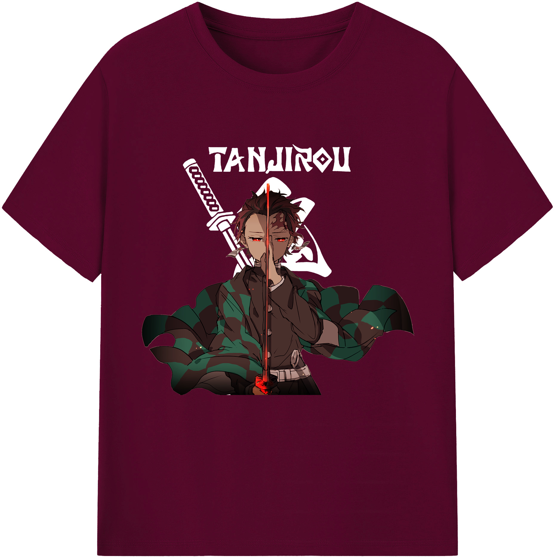 （画像用） 鬼滅の刃 竈門 炭治郎／かまど たんじろう Kamado Tanjirou レディースカジュアルプリントTシャツ（綿100％）